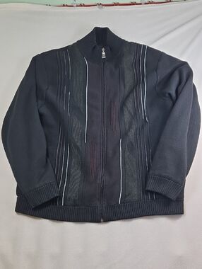 Arnold Palmer Men's Black Zip-Up Knit Sweater Jacket